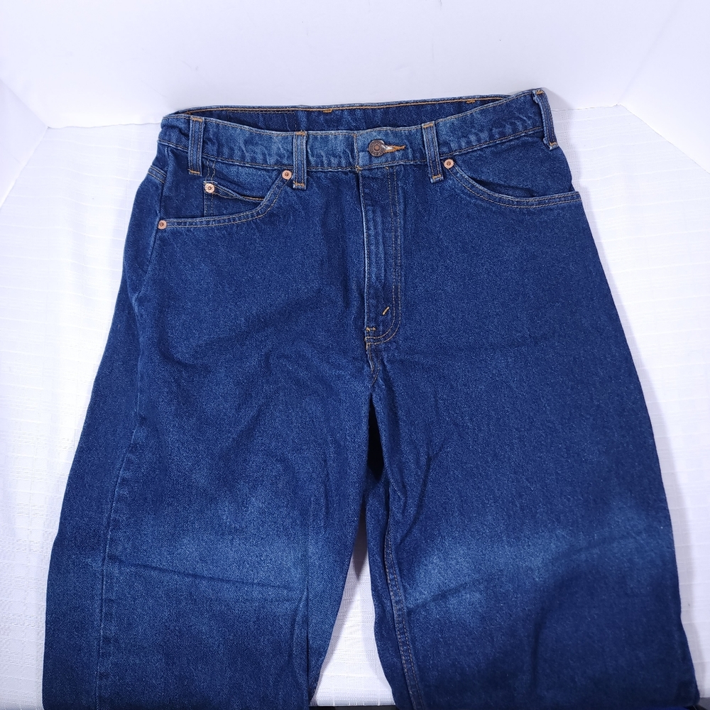 Vintage Levi Strauss Relaxed Fit Tappered Leg Men's Jeans Size 34 X 34 Dark Blue - Picture 2 of 12